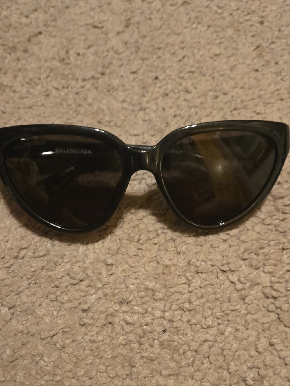 Balenciaga Black Cat-Eye Sunglasses with Dark Lenses